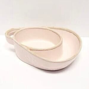 Pink Glazed Stoneware Soup & Cracker Bowl/Chips & Dip Chili Bowl Dish/Divided